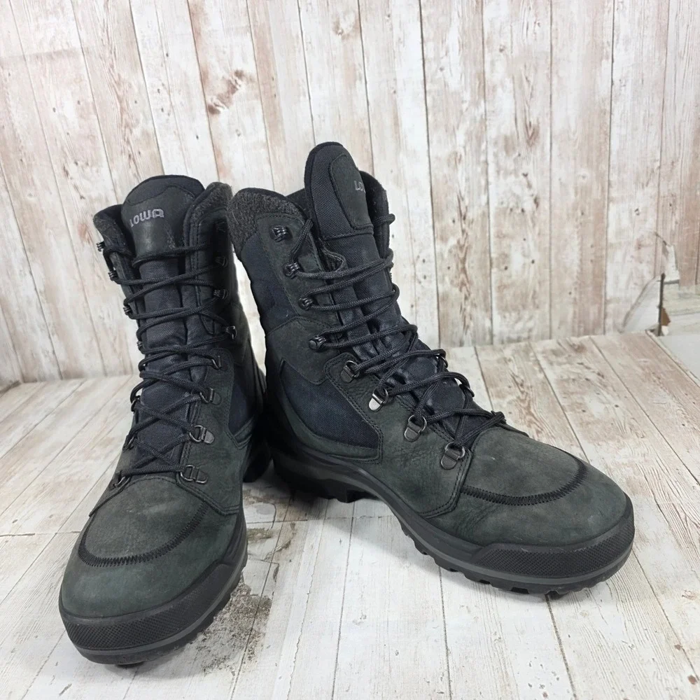Lowa Flims GTX Mens Black Nubuck Leather Gore-Tex Waterproof Winter Boots 10